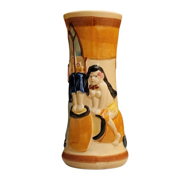 Vintage 1950s Tiki Style Figural Tropical Vase Mid Century Japanese Pottery 8” - Picture 4 of 12